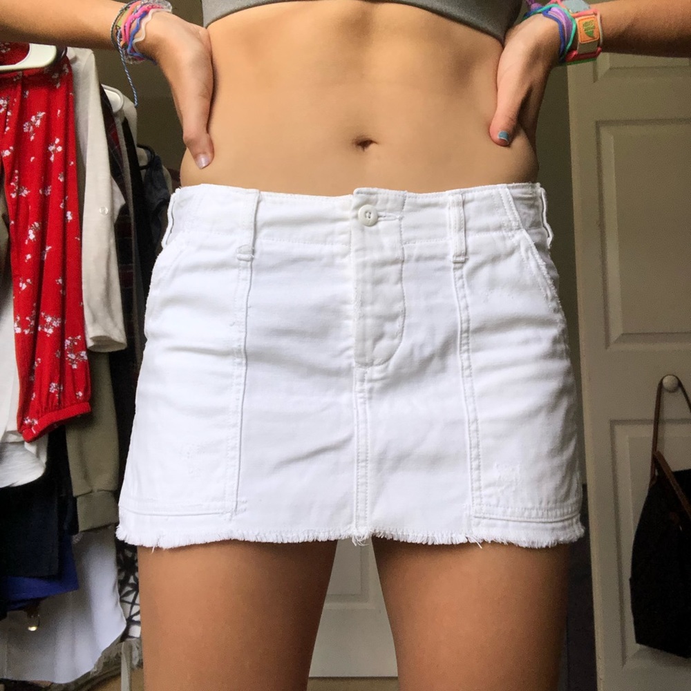 short white jean skirt